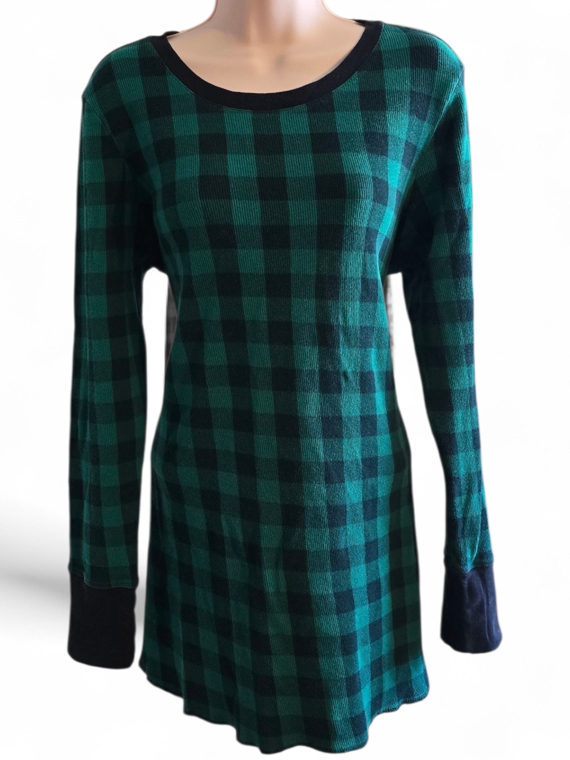 Victoria’s Secret Plaid Nightgown Sleep Shirt Xl Green Black Cozy